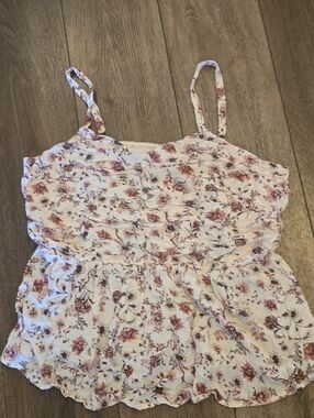 Maurices Pink Floral Ruffle Cami